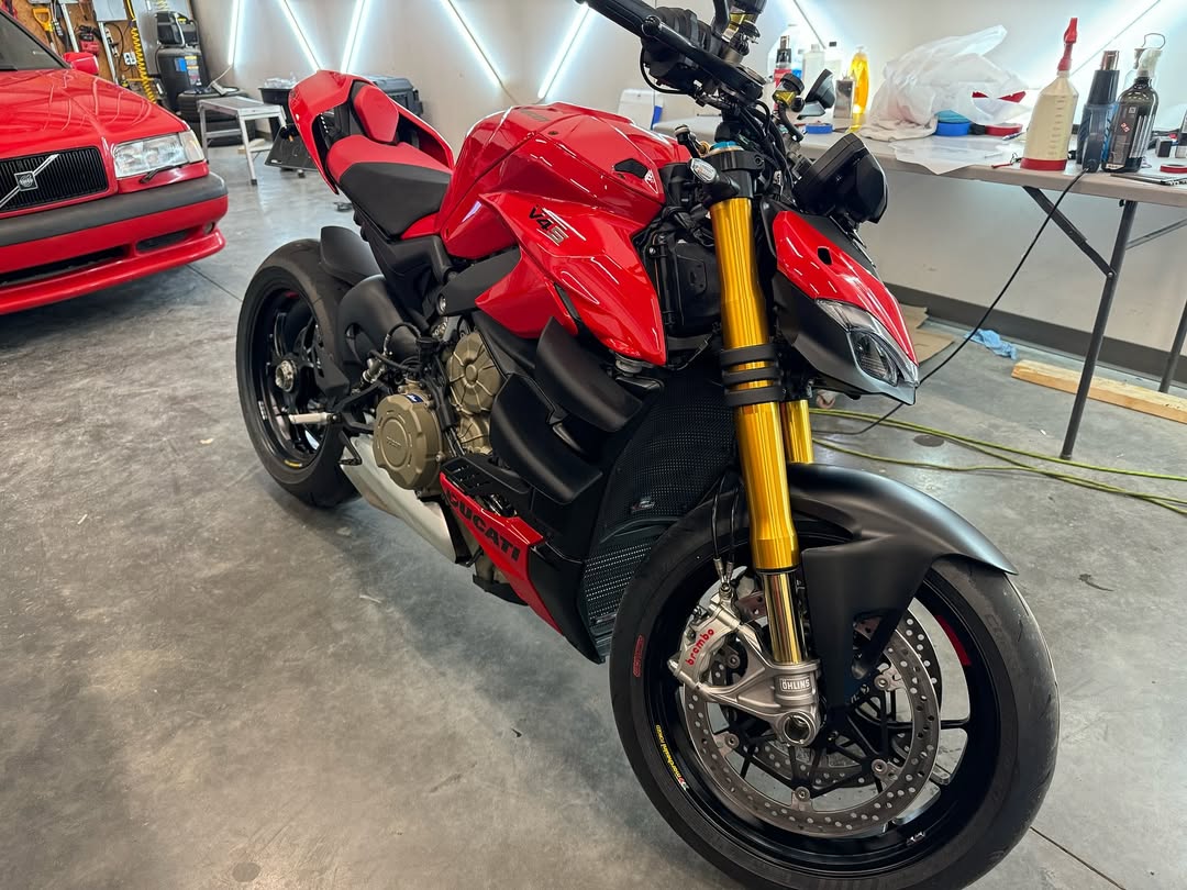2024 Ducati V4s Streetfighter with full coverage paint protection film and ceramic coating